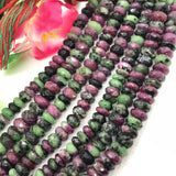 7MM Ruby Zoisite faceted Roundel , Length 14 Inch. AAA Quality beads,  faceted beads , Big Hole 1.00 MM