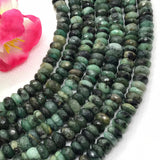 Emerald 8MM Faceted Roundel , Natural Emerald, length 14 Inch , Big Hole 1.00 MM,  rough emerald faceted beads.