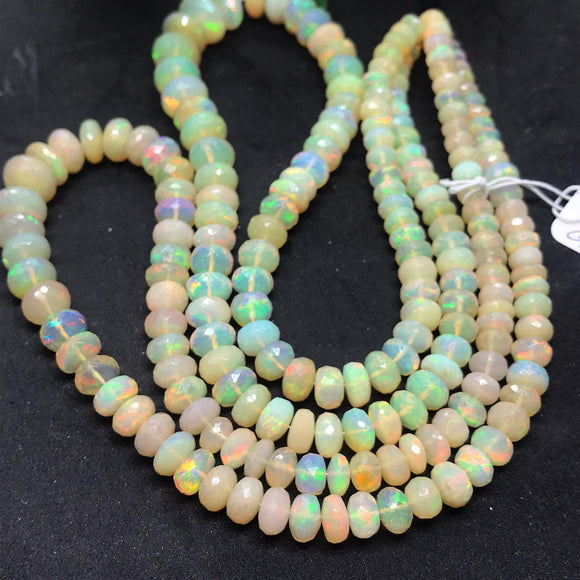 Ethiopian Opal Faceted Roundel Beads 5.5-10 mm size, 16 Inch Strand, Superb Quality, Approx 100 carat .Origin Ethiopia, Video available.