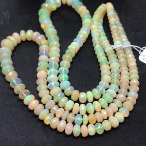 Ethiopian Opal Faceted Roundel Beads 5.5-10 mm size, 16 Inch Strand, Superb Quality, Approx 100 carat .Origin Ethiopia, Video available.