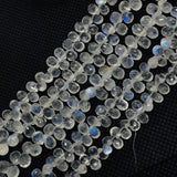 Rainbow Moonstone 5X7MM  Faceted Drops, Rainbow Briolettes,  Super Quality , Blue Flash Moonstone with transparent quality , Length 8 Inch