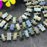 Labradorite Faceted 7X14M Rectangle Shape, Natural Blue Flash Labradorite , Yellow + Green + Blue Flash .