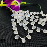 Moonstone Faceted 7X10MM Drops, Rainbow Briolettes, Faceted Drop shape. gemstone drops. length 8 Inch, Video Available.