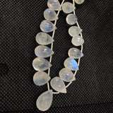 Moonstone Faceted 8X11-10X14 MM Drops, Rainbow Briolettes, Faceted Drop shape. gemstone drops. length 8 Inch, Video Available.