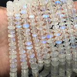 Moonstone faceted 7MM Rondelles , Length 14''Top Quality . Video Available.  Top Quality, Transparent with Blue Flash ,Mine -India