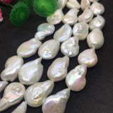 White Pearl Flat Baroque 18-19 MM,AAA Quality -Natural Pearl baroque , length 16" - Very Fine Quality- White Freshwater pearl