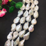 White Pearl Flat Baroque 18-19 MM,AAA Quality -Natural Pearl baroque , length 16" - Very Fine Quality- White Freshwater pearl