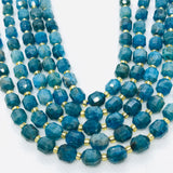 Apatite Faceted Barrel Beads  7x8 mm size 39 cm Strand AAA Quality - Natural Neon Apatite Faceted Nugget Beads