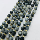 Eagle’s Eye Faceted Barrel Beads  7x8 mm size 39 cm Strand AAA Quality - Eagle Eye Faceted Nugget Beads