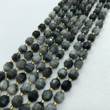 Eagle’s Eye Faceted Barrel Beads  7x8 mm size 39 cm Strand AAA Quality - Eagle Eye Faceted Nugget Beads