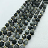 Eagle’s Eye Faceted Barrel Beads 7x8 mm size 39 cm Strand AAA Quality - Eagle Eye Faceted Nugget Beads