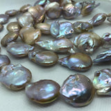 Pink Pearl Flat Baroque 22-24 MM,AAA Quality -Natural Pearl baroque , length 16" - Pink  Freshwater cultured pearl .