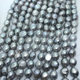 Gray Pearl Nugget shape , Natural Pearl ,Length 16", Size of Nuggets 12-13MM, cultured Pearl freeform shape. Good Luster