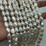 White 9-10MM Pearl Nugget Freshwater Pearl , Natural Pearl ,Length 16" , Pearl Nugget Necklace, Freeform shape , AAA Quality