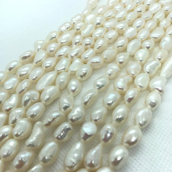 White Pearl 7-8MM Nugget Fresh Water Pearl , Natural Pearl ,Length 16