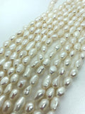 White 9-10MM Pearl Nugget Freshwater Pearl , Natural Pearl ,Length 16" , Pearl Nugget Necklace, Freeform shape , AAA Quality