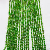 Chrome Diopside 2.5MM faceted Round , Very good quality in 15.5" Length ,country of origin Russia. Micro faceted Round beads, AA Quality