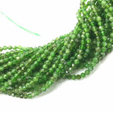 Chrome Diopside 2.5MM faceted Round , Very good quality in 15.5" Length ,country of origin Russia. Micro faceted Round beads, AA Quality