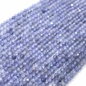 Tanzanite 2MM faceted Round, Good Quality Natural tanzanite , Length 15.5". Origin Tanzania, Micro cut faceted. perfect Round faceted.