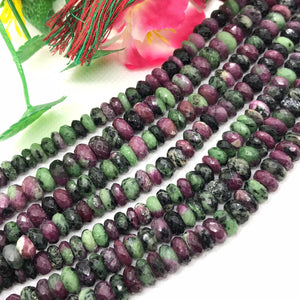 8MM Ruby Zoisite faceted Roundel , Length 14 Inch. AAA Quality beads,  faceted beads , Big Hole 1.00 MM