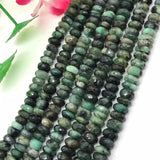 Emerald 8MM Faceted Roundel , Natural Emerald, length 14 Inch , Big Hole 1.00 MM,  rough emerald faceted beads.