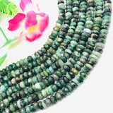 Emerald 8MM Faceted Roundel , Natural Emerald, length 14 Inch , Big Hole 1.00 MM,  rough emerald faceted beads.