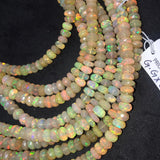 Ethiopian Opal Faceted Roundel Beads 5-8mm size, 16 Inch Strand, Superb Quality, Approx 80 carat .Origin Ethiopia, Video available.