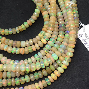 Ethiopian Opal Faceted Roundel Beads 5-8mm size, 16 Inch Strand, Superb Quality, Approx 80 carat .Origin Ethiopia, Video available.