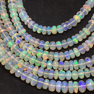 Ethiopian Opal Faceted Roundel Beads 5-8mm size, 16 Inch Strand, Superb Quality, Approx 80 carat .Origin Ethiopia, Video available.