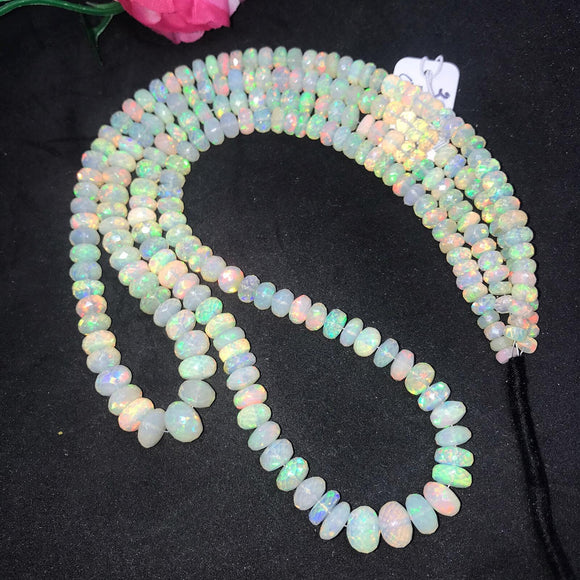 Ethiopian Opal Faceted Roundel Beads 5-8mm size, 16 Inch Strand, Superb Quality, Approx 85 carat .Origin Ethiopia, Video available.