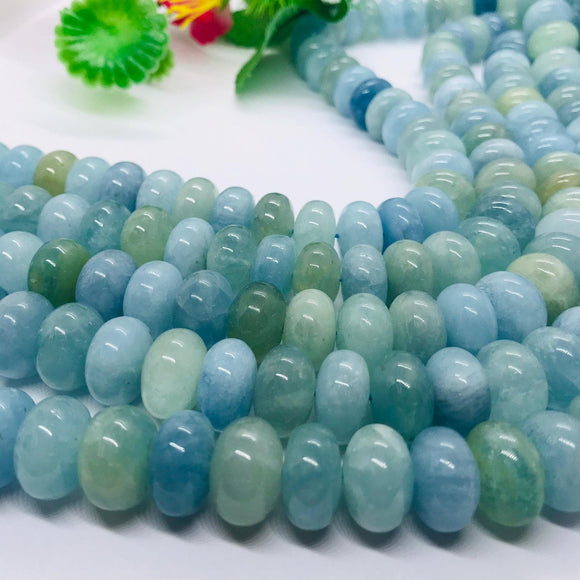 14MM Aquamarine Roundel beads, Perfect Roundel Beads- Wholesale Price- Length 40 cm- Blue Aquamarine Beads