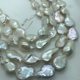 White Pearl Flat Baroque 18-19 MM,AAA Quality -Natural Pearl baroque , length 16" - Very Fine Quality- White Freshwater pearl