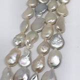 White Pearl Flat Baroque 18-19 MM,AAA Quality -Natural Pearl baroque , length 16" - Very Fine Quality- White Freshwater pearl