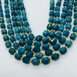Apatite Faceted Barrel Beads 7x8 mm size 39 cm Strand AAA Quality - Natural Neon Apatite Faceted Nugget Beads