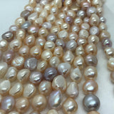 Pink Pearl Nugget shape , Natural Pearl ,Length 16", Size of Nuggets 12-13MM, cultured Pearl freeform shape.Good Luster