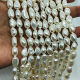 White 9-10MM Pearl Nugget Freshwater Pearl , Natural Pearl ,Length 16" , Pearl Nugget Necklace, Freeform shape , AAA Quality