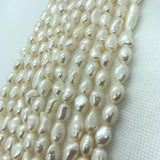 White 9-10MM Pearl Nugget Freshwater Pearl , Natural Pearl ,Length 16" , Pearl Nugget Necklace, Freeform shape , AAA Quality