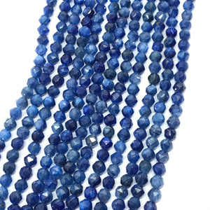 Kyanite 4MM Faceted Round , Top Quality Kyanite beads, 40 cm Length- Kyanite Faceted Round, Blue Kyanite