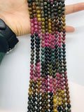 6MM Multi Tourmaline Round beads. Fine quality beads , Length 18 Inch origin - Mozambique Perfect Round beads