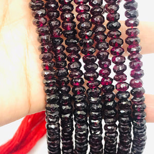 Garnet Faceted Roundel 6mm, Length of strand 14" , AAA quality beads . Faceted Roundel Beads