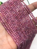 Pink Sapphire 2-2.5MM Faceted Round , AAA Quality , 15.5 Inch Strand , Natural Pink sapphire gemstone . Precious stone beads