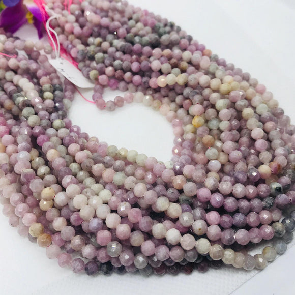 Pink Sapphire 5MM Faceted Round , AA Quality , 15.5 Inch Strand , Multi Color Pink sapphire gemstone . Precious stone beads, shaded faceted