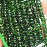 5MM Chrome Diopside Faceted Roundel , Very good quality in 15" Length, country of origin Russia , faceted Beads