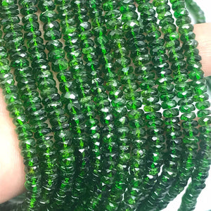 Chrome Diopside faceted Rondelles 5mm , Very good quality in 15" Length country of origin Russia