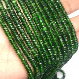 5MM Chrome Diopside faceted Roundel  , Very good quality in 7.50" Length ,country of origin Russia