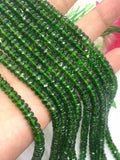 Chrome Diopside 5-6mm half strand faceted Roundel ,AAA grade, length 8 Inch country of origin Russia, Machine cut