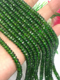 Chrome Diopside 5-6mm faceted Roundel ,AAA grade, length 16 Inch Necklace Natural Chrome Diopside, country of origin Russia, Machine cut