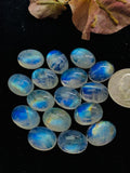 2 Pcs Moonstone Oval Cabochon 12X16 mm Code #MM4 size Rianbow Moonstone Oval Cabs , Pack of 2Pcs. AAA+ Quality Cabochon