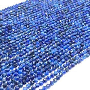 Kyanite 3MM Faceted Round , Top Quality Kyanite beads, 40 cm Length- Kyanite Faceted Round, Blue Kyanite