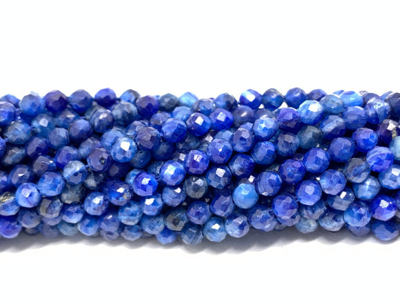 2 strands Kyanite Faceted 3mm size , Top Quality round Kyanite beads, 40 cm /each  Length- Kyanite Faceted Round, Blue Kyanite